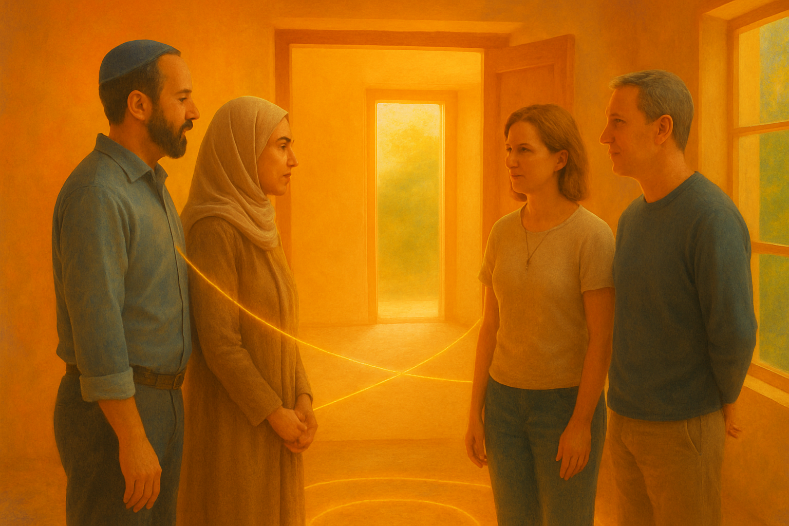 Menschen verschiedener Religionen im Gespräch